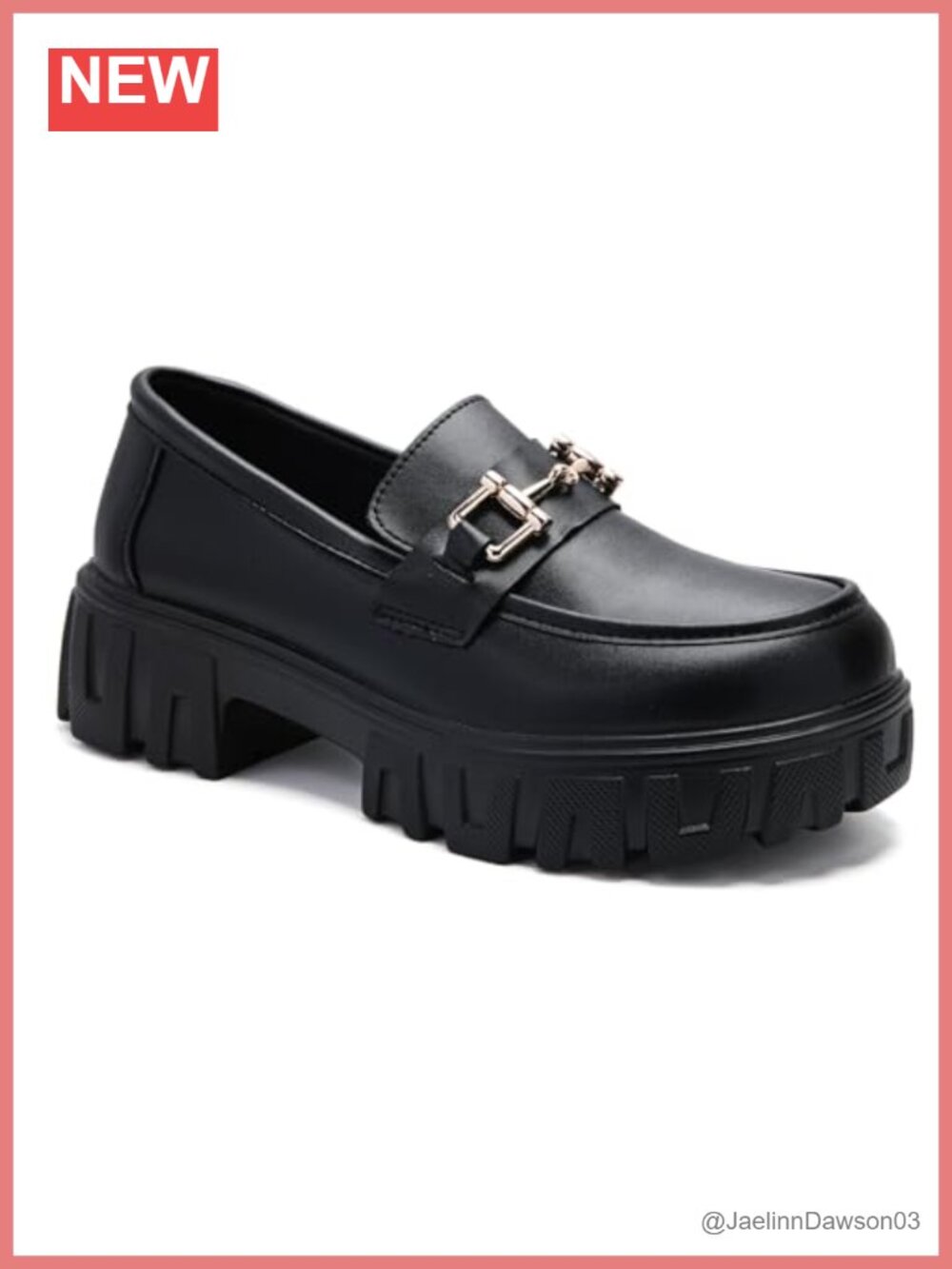 Chunky Platform Loafers with Chain Slip On Business Shoes